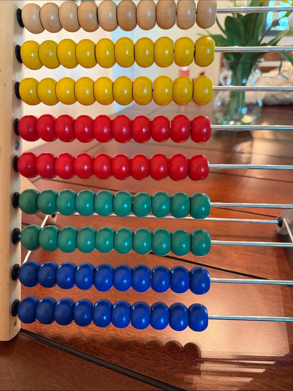 IKEA Wooden Abacus Toy - Natural, Yellow, Red, Green, Blue Beads